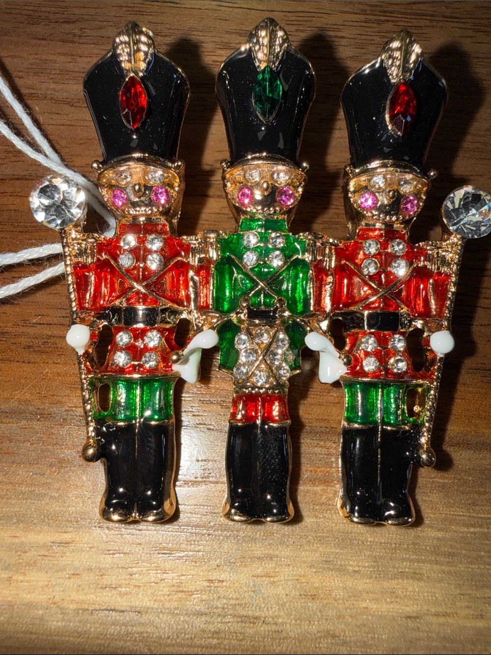 Festive Nutcracker Trio Brooch Pin - Green, Red, Black